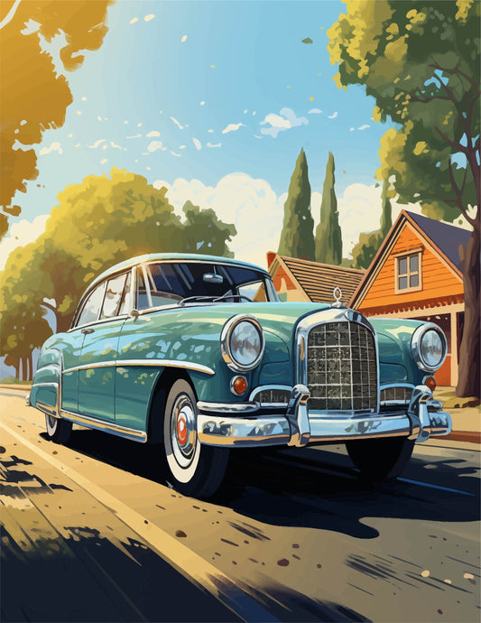 Vintage Cars Coloring Book – Classic Rides & Timeless Scenes to Color