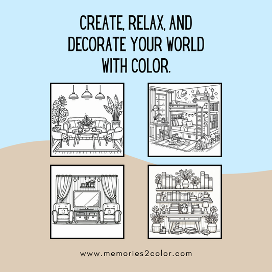 Cute Interior Design Coloring Book – 50 Cozy Home Scenes to Color