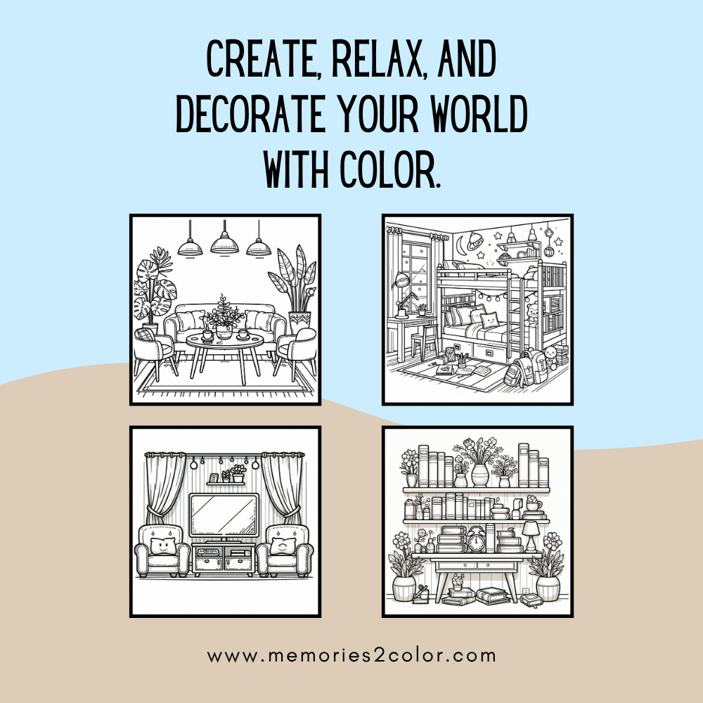 Cute Interior Design Coloring Book – 50 Cozy Home Scenes to Color