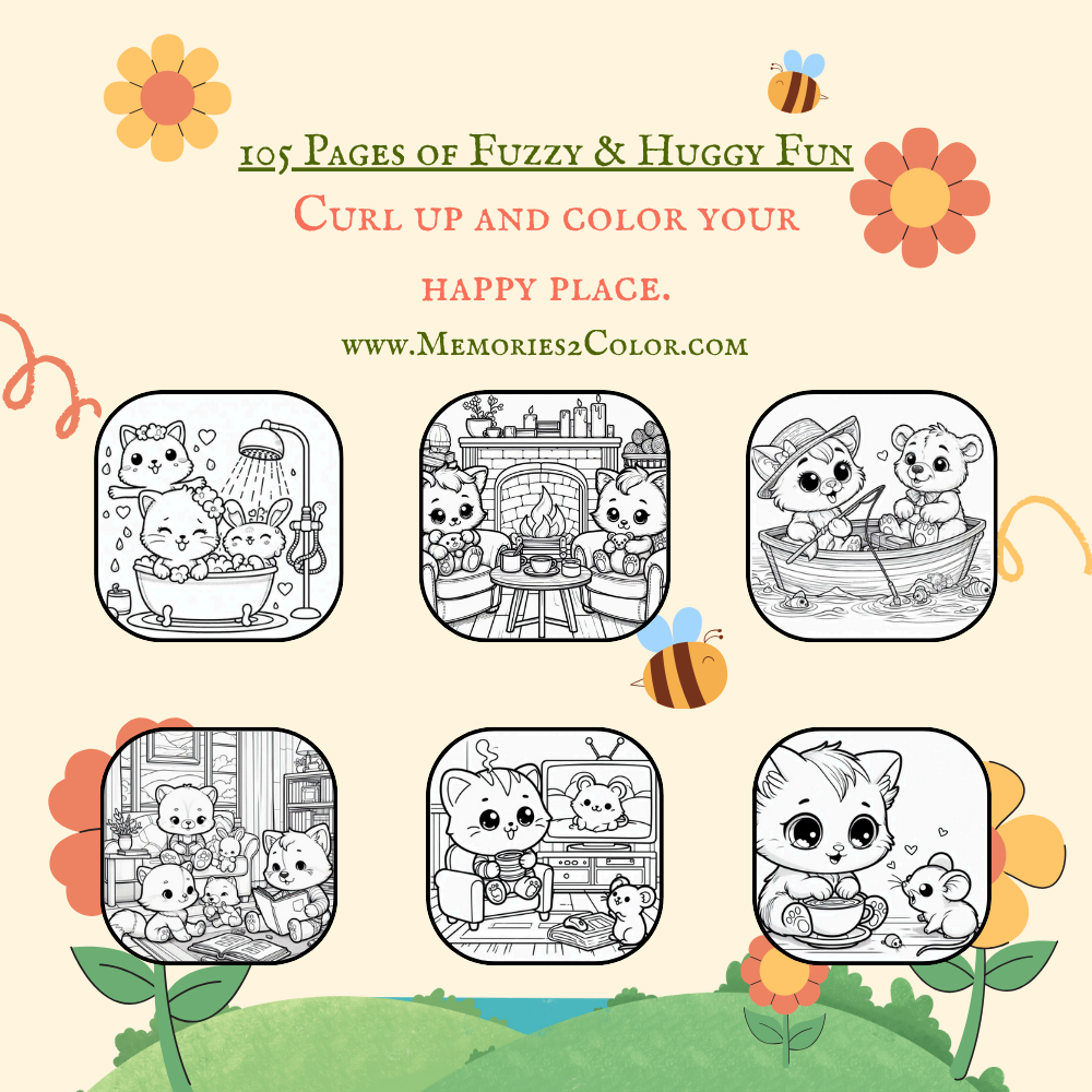 Fuzzy & Huggy Fun Coloring Book – 105 Super Cute Cozy Pages to Color