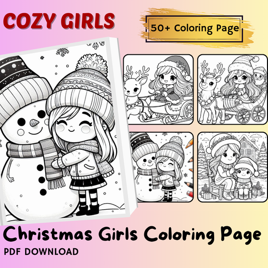 Cozy Christmas Girls Coloring Book – 50+ Festive & Aesthetic Holiday Pages